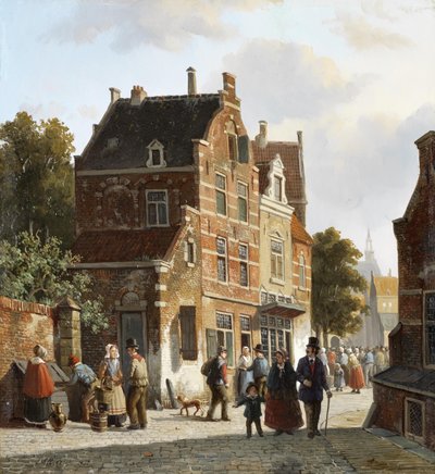 Figures dans une rue animée - Adrianus Eversen
